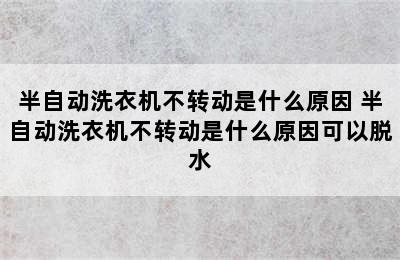 半自动洗衣机不转动是什么原因 半自动洗衣机不转动是什么原因可以脱水